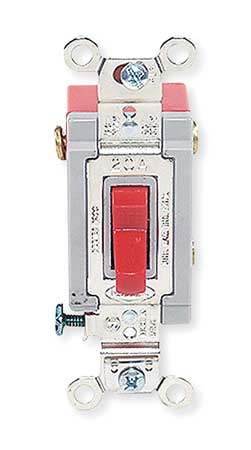 HUBBELL Wall Swtch, 2-Pole, 120/277V, 20A, Red, Toggl HBL1222R