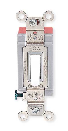 HUBBELL Wall Switch, 4-Way, 120/277V, 20A, Wht, Toggl HBL1224W