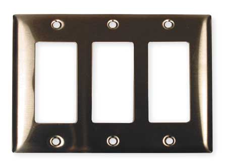 HUBBELL Rocker Wall Plates and Box Cover, Number of Gangs: 3 Stainless Steel, Brushed Finish, Silver SS263