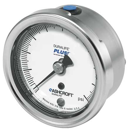 ASHCROFT Pressure Gauge, 0 to 3000 psi, 1/4 in MNPT, Stainless Steel, Silver 251009SW02BX6B3000