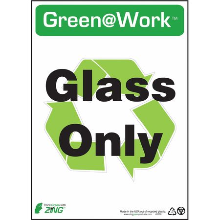 ZING Recycling Sign, 14 in Height, 10 in Width, Plastic, Rectangle, English 2030