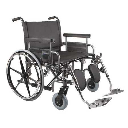 FIRST VOICE Wheelchair, 700lb, 26 In Seat, Silver/Black MDS809750