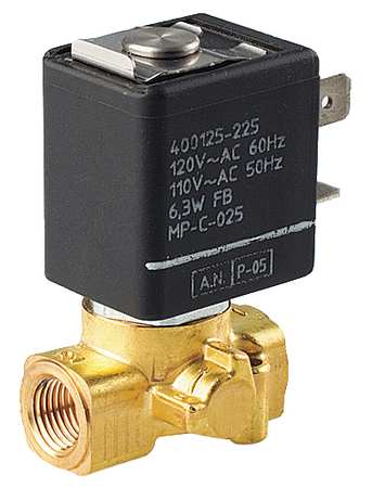 ASCO 120V AC Stainless Steel Solenoid Valve, Normally Closed, 1/8 in Pipe Size U8256A104E