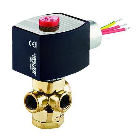 REDHAT 24V DC Brass Solenoid Valve, Normally Closed, 1/4 in Pipe Size EF8320G182