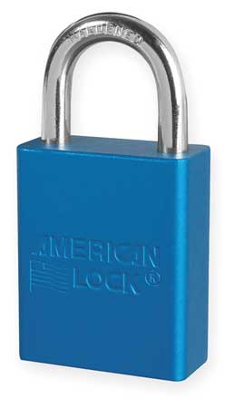American Lock Anodized Aluminum Safety Padlock, Keyed Different, 1-1/2 in Wide with 1 in Tall Shackle, Blue A1105BLU