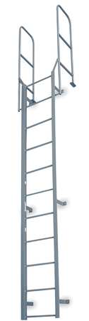Cotterman 17 ft 8 in Fixed Ladder, Steel, 15 Steps, Forward Exit, Powder Coated Finish, 300 lb Load Capacity F15W C1