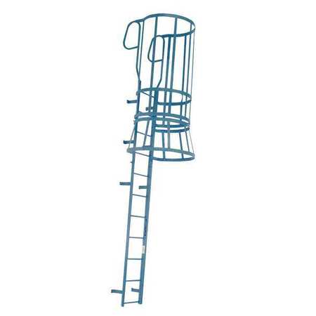 Cotterman 16 ft 8 in Fixed Ladder with Safety Cage, Steel, 14 Steps, Forward Exit, Powder Coated Finish M14WC C1