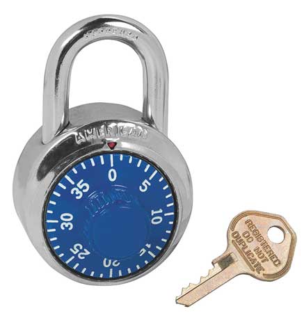 American Lock Combination Padlock, Center, Blue A400K