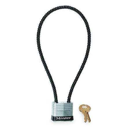 Master Lock Padlock, Keyed Different, Flexible Shackle, Square Steel Body, Steel Shackle 107DPST