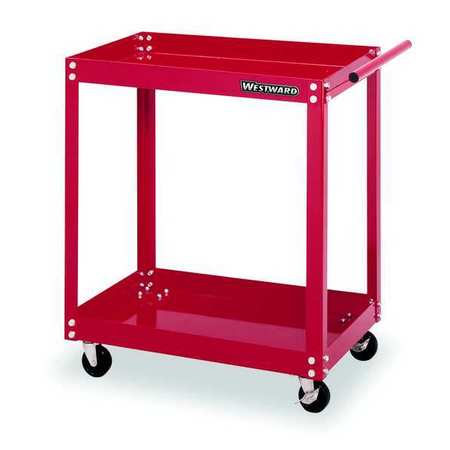 Westward Utility Cart with Lipped Metal Shelves, Steel, Flat, 2 Shelves, 100 lb 2CZY4