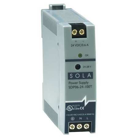 Solahd DC Power Supply, 85/264V AC, 24/28V DC, 15W, 0.6A, DIN Rail SDP0624100T