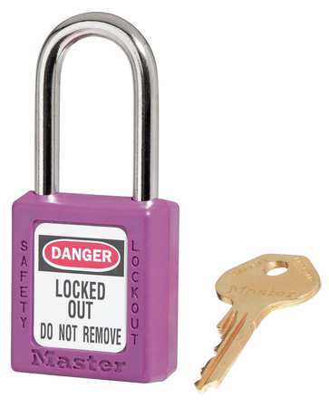 Master Lock Zenex Thermoplastic Safety Padlock, 1-1/2 in Wide with 1-1/2 in Tall Shackle, Purple 410PRP
