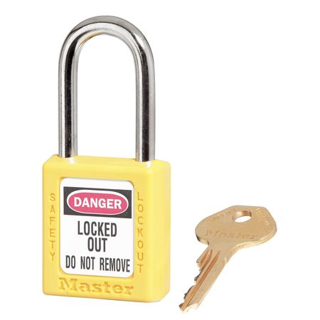 MASTER LOCK Zenex Thermoplastic Safety Padlock, 1-1/2 in Wide with 1-1/2 in Tall Shackle, Yellow 410YLW