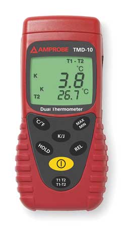 Amprobe Thermocouple Thermometer, 2 In, Type J, K TMD-10