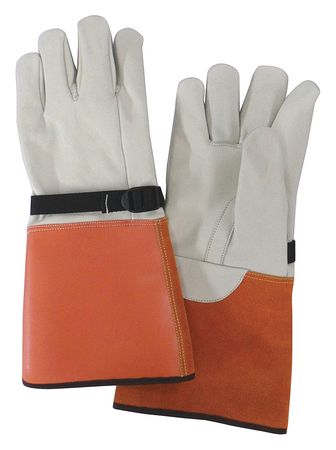 CONDOR Elec. Glove Protector, 10, Beige/Orange, PR 4JD70