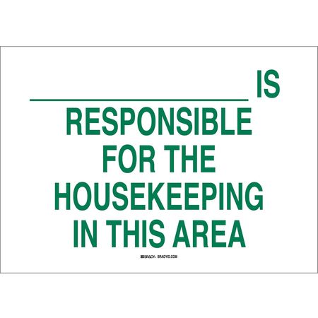 BRADY Housekeeping Sign, 10"X14", Plastic, Sign Legend Color: Green, 22829 22829