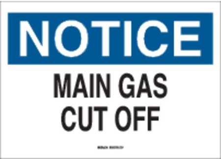 Notice, Main Gas Cut Off, 10 W X 7 H, Rectangle, Polyester, 88215