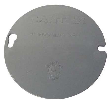 CANTEX Electrical Box Cover, Round, 1 Gang, Round, PVC, Blank EZYKLR