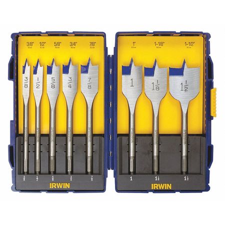 Irwin Spade Bit Set, 3/8-1 1/2 Dia, 8 PC 341008