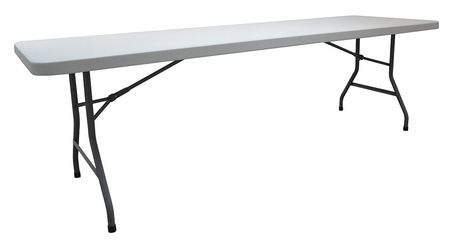 Zoro Select Rectangle Folding Table, 30" W, 96" L, 30" H, Blow Molded Polyethylene Top, White 4GE27