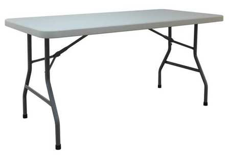 Zoro Select Rectangle Folding Table, 30" W, 60" L, 29" H, Blow Molded Polyethylene Top, White 4GE25