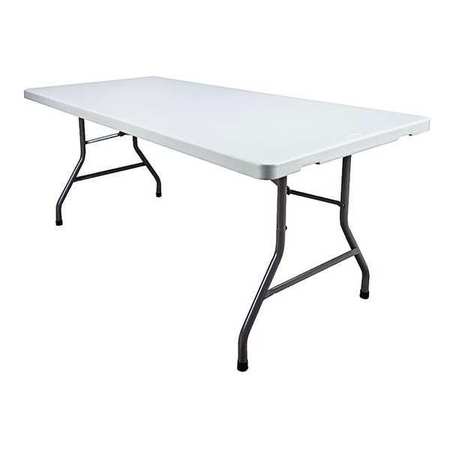 Zoro Select Rectangle Folding Table, 30" W, 72" L, 29" H, Blow Molded Polyethylene Top, White 4GE26