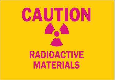 BRADY Caution Radiation Sign, 7 in H, 10 in W, Plastic, Rectangle, 25284 25284