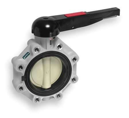ZORO SELECT Butterfly Valve, Lug, 6 In, Poly, EPDM FKLM113