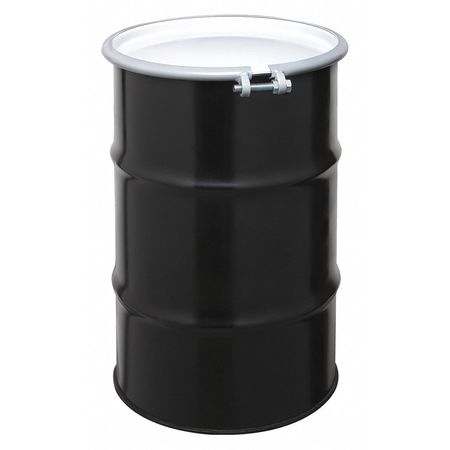 ZORO SELECT Open Head Transport Drum, Steel, 30 gal, Unlined, Black CQ3005