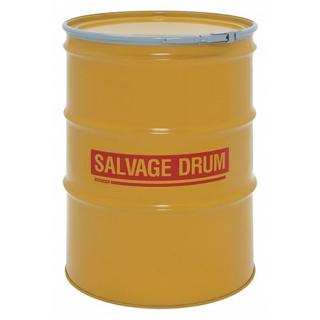 ZORO SELECT Open Head Salvage Drum, Steel, 85 gal, Unlined, Yellow HM8518Q
