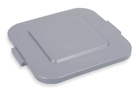 Rubbermaid Commercial 28 gal Flat Trash Can Lid, 22 in W/Dia, Gray, Resin, 0 Openings FG352700GRAY