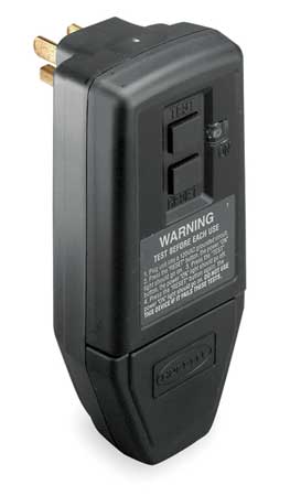 Hubbell Wiring Device-Kellems Plug-In GFCI, Blk, 15A, 5-15P, Indoor, 120VAC GFPST5266C