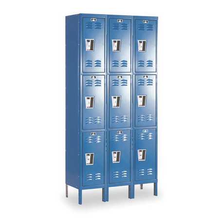 HALLOWELL Wardrobe Locker, 36 in W, 15 in D, 78 in H, (3) Tier, (3) Wide, Marine Blue U3258-3MB