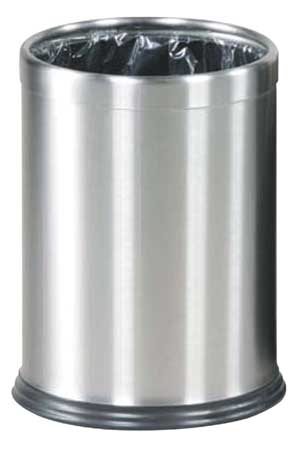 Rubbermaid Commercial 3-1/2 gal. Round Trash Can, Silver, 9 1/2 in Dia, None, Steel FGWHB14SS