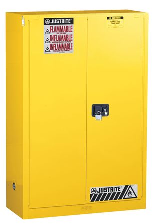 JUSTRITE Sure-Grip EX Flammable Safety Cabinet, 60 Gal., Yellow 896080