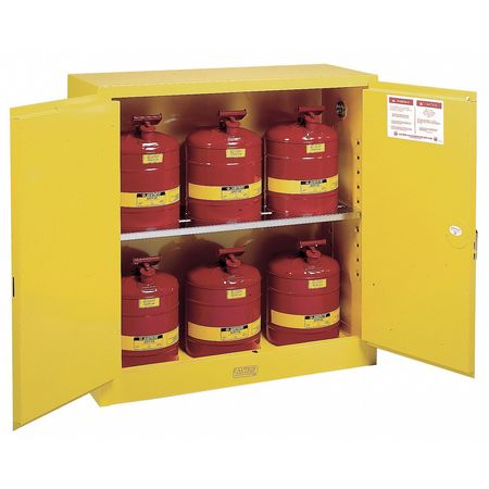 Justrite Flammable Safety Cabinet, 30 gal., Yellow 8930008
