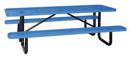 ZORO SELECT Picnic Table, 96" W x62" D, Blue 4HUR7