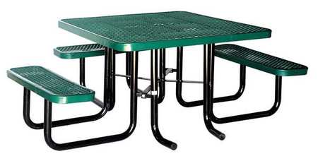 ZORO SELECT Picnic Table, 80" W x75" D, Green 4HUR4