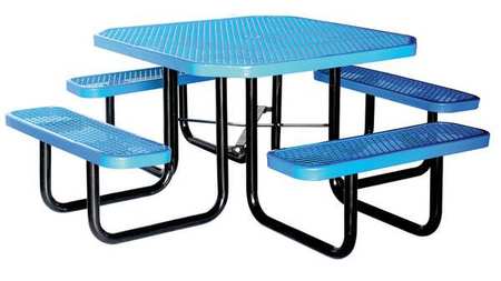 ZORO SELECT Picnic Table, 80" W x80" D, Blue 4HUV5