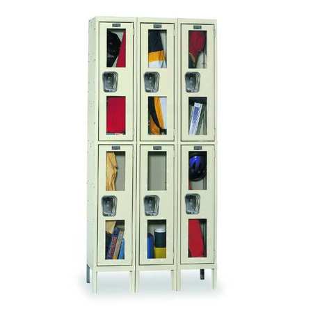 HALLOWELL Wardrobe Locker, 36 in W, 12 in D, 78 in H, (2) Tier, (3) Wide, Tan USV3228-2A-PT