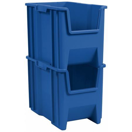 Akro-Mils 75 lb Hang & Stack Storage Bin, Plastic, 10 7/8 in W, 12 1/2 in H, 17 1/2 in L, Blue 13014BLUE