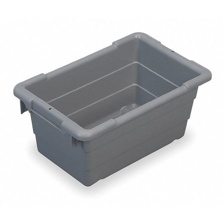 Akro-Mils Cross Stacking Container, Gray, Industrial Grade Polymer, 17 1/4 in L, 11 in W, 8 in H 34301