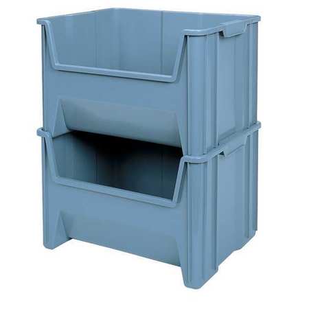 Akro-Mils 75 lb Hang & Stack Storage Bin, Plastic, 19 7/8 in W, 12 1/2 in H, 15 1/4 in L, Gray 13017GREY