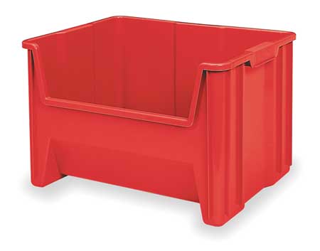 Akro-Mils 75 lb Hang & Stack Storage Bin, Plastic, 19 7/8 in W, 12 1/2 in H, Red, 15 1/4 in L 13017RED