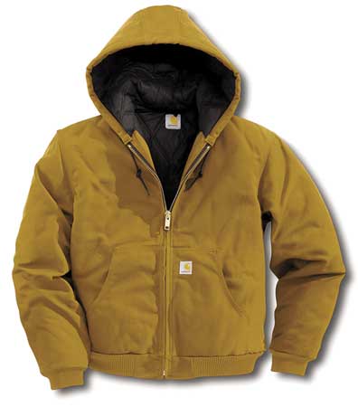 Carhartt Men's Brown Cotton Hooded Duck Jacket size M J140-BRN MED REG