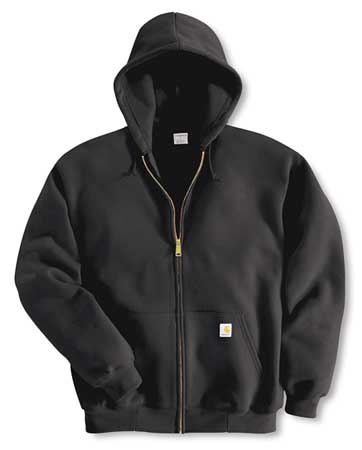 Carhartt Hooded Sweatshirt, Black, Cotton/PET, XL K122-BLK XLG TLL | Zoro