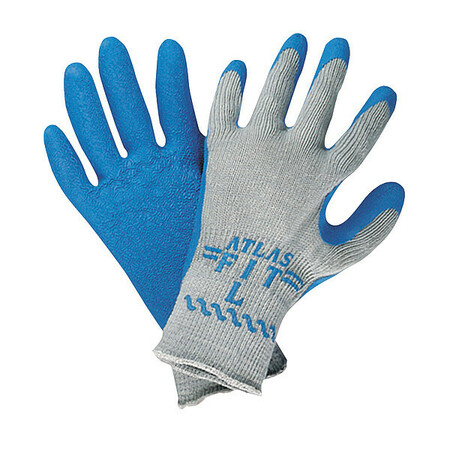 Showa Natural Rubber Latex Coated Gloves, Palm Coverage, Blue/Gray, L, PR 300-L-V