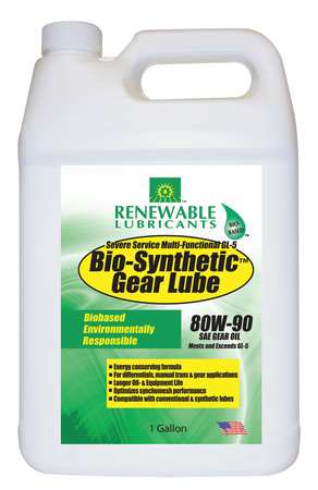 RENEWABLE LUBRICANTS 1 gal Bio-SynXtra GL-5 Gear Oil jug Yellow 82133