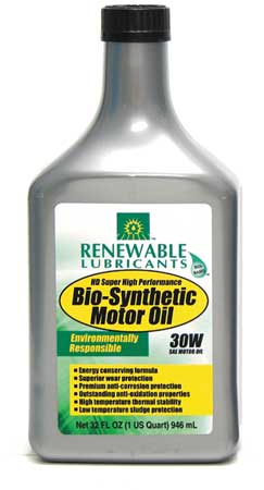 RENEWABLE LUBRICANTS Engine Oil, SAE 30, Bio-Synthetic, 1 Qt. 85241