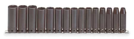 PROTO 1/2" Drive Deep Impact Socket Set, Metric, 15 pcs J74214